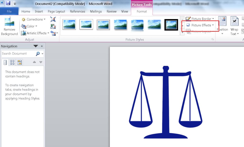 Add a drop shadow to a logo in Microsoft Word to create a 3D effect